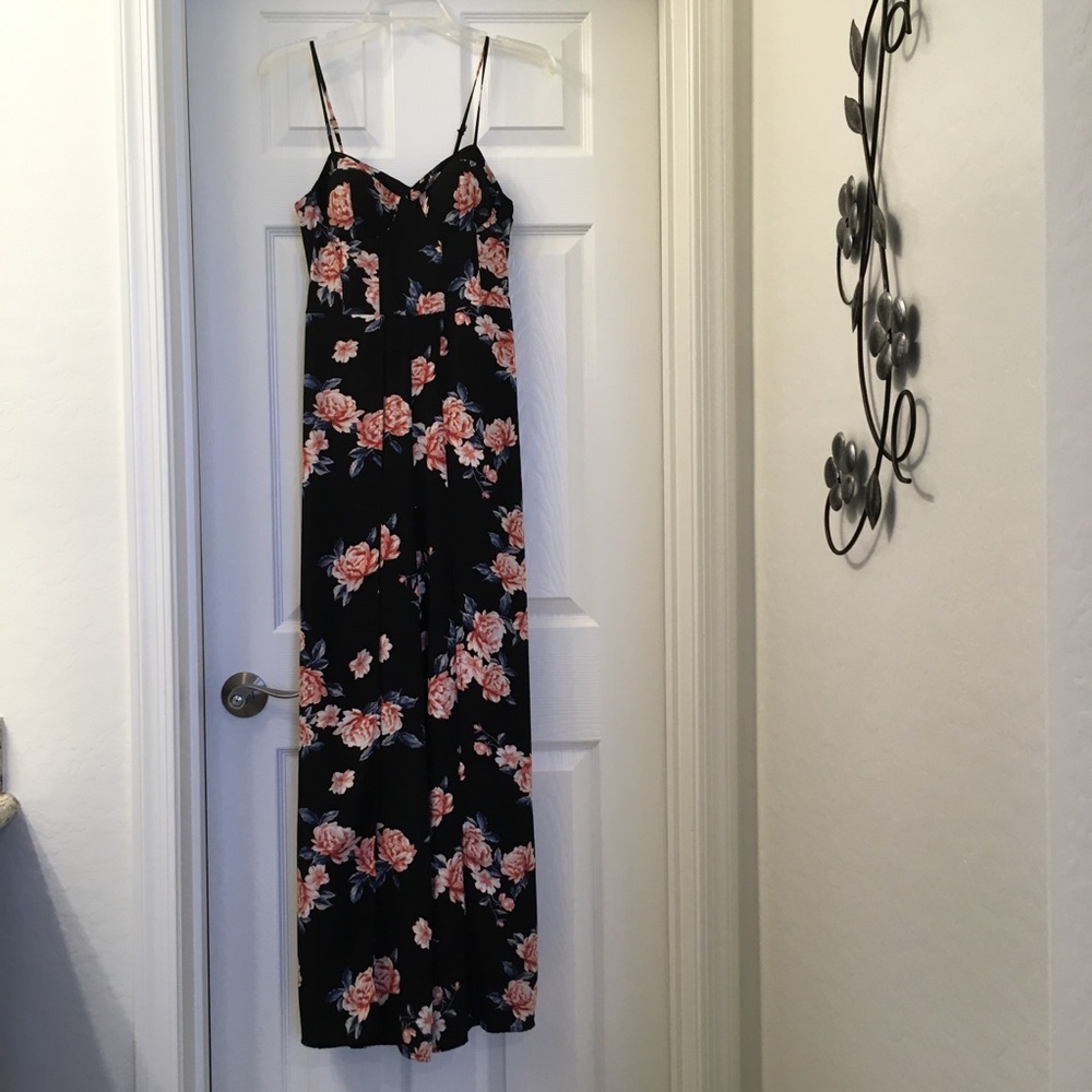 Xhilaration Black Floral Maxi Jumpsuit, Sz XS / S - Picture 16 of 16